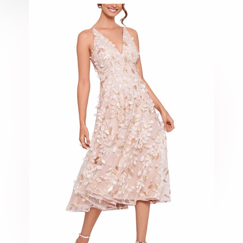 Women's 3D Floral Appliqué Midi Dress